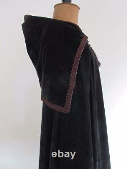 Vintage full length black cape with edge trim large collar/ hood