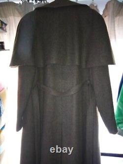 Vintage wool womens tweed trench coat duster cape full length coat