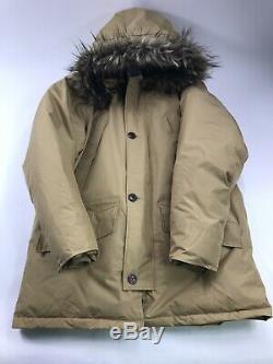 Vtg Eddie Bauer Down Full Length Coat Jacket Parka Hood Mens Large fur heavy