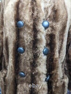 Vtg Full Length SCHLAMPPS Fur Coat Mink Beaver Brown Long Large XL Church Real