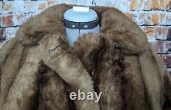 Vtg Full Length SCHLAMPPS Fur Coat Mink Beaver Brown Long Large XL Church Real