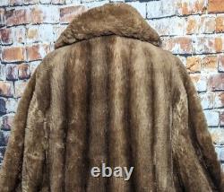 Vtg Full Length SCHLAMPPS Fur Coat Mink Beaver Brown Long Large XL Church Real