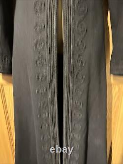 WALLIS FULL LENGTH WINTER COAT BLACK WOOL LINED EMBROIDERED Size L Euro 46