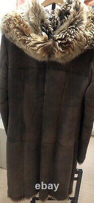 WATERFALL Toscana BIG HOODED Shearling Curly Lambskin Sheepskin Full Length Coat