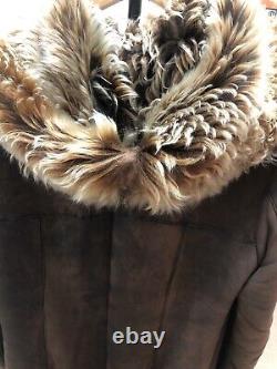 WATERFALL Toscana BIG HOODED Shearling Curly Lambskin Sheepskin Full Length Coat