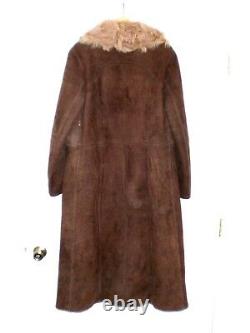Women's Brown Genuine Sheepskin Full Length Coat. Made In Italy