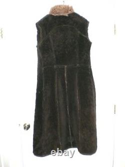 Women's Brown Genuine Sheepskin Full Length Coat. Made In Italy