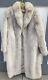 Women's Fox Fur Coat, White / Silver Large, Long / Full Length