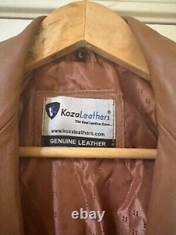 Women's full length lambskin leather coat! Caramel. Large. Nice