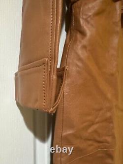 Women's full length lambskin leather coat! Caramel. Large. Nice