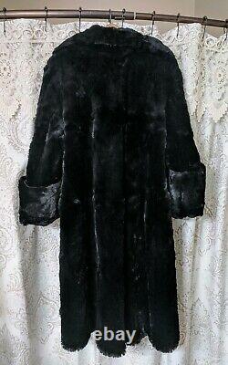 Womens 40's Vintage Seal Dyed Coney (Rabbit) Fur Coat Full Length Black Large