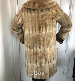 Womens Real Fur Coat Ladies Full Length Jacket Beige L Large Winter Warm Outfit