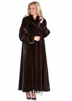 Womens Real Genuine Mink Fur Coat Full Length Size 14 Turn Back Cuffs
