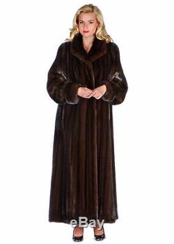 Womens Real Mink Fur Coat Large Full Length Turn Back Cuffs