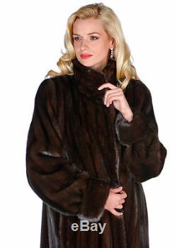 Womens Real Mink Fur Coat Large Full Length Turn Back Cuffs