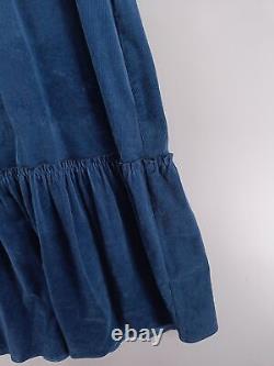 Wyse Women's Maxi Dress L Blue Cotton with Elastane 3/4 Sleeve Long V-Neck Maxi