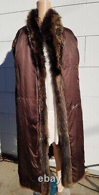 XL Large 43 Bust Raccoon Fur Full Length Long Coat ++c shop