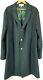 Yony Mens Large Dark Green Satin Lined Full Length Wool Coat Made In Usa Luxury