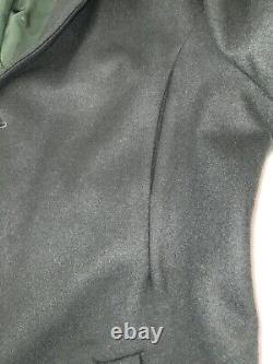 YONY Mens Large Dark Green Satin Lined Full Length Wool Coat Made In USA Luxury