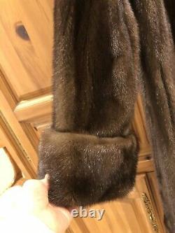 ZANDRA RHODES Brown Mink Long Sleeve Mid Calf Fur Coat Sz L