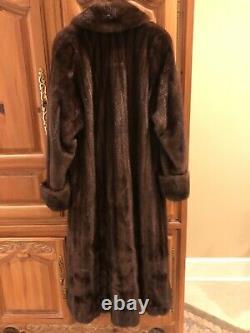 ZANDRA RHODES Brown Mink Long Sleeve Mid Calf Fur Coat Sz L
