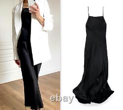 ZARA WOMAN LONG DRESS BLACK ELEGANT SLEEVELESS SATIN MAXI DRESS SIZE L new