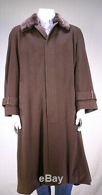 ZILLI Recent Brown 100% Cashmere with Real Fur Collar Full Length Overcoat 42/L