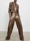 Zara 2piece Brown Sequinned Full Length Trousers & Croptop Co Ord Set. Size L