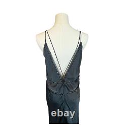 Zara Beautiful Full Length Silky Evening Gown in Black, Size Large