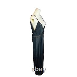 Zara Beautiful Full Length Silky Evening Gown in Black, Size Large