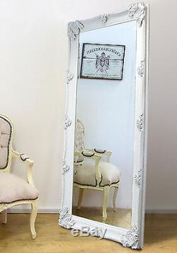 Abbaye Grand Cadrage Shabby Chic Vintage Leaner Étage Miroir Blanc 31 X 65
