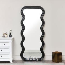 Accessoires de chambre moderne en miroir noir à courbe large pleine longueur