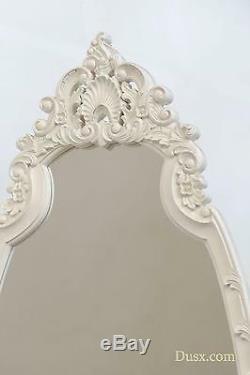 Antique Style Cheval Blanc Sculpté Décoratif Grand Miroir Longueur Pleine Chambre