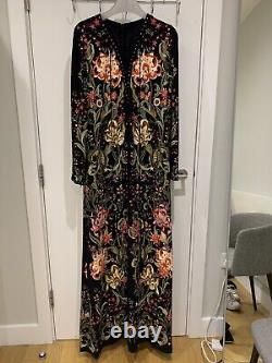 Authentique robe longue à manches longues avec motif floral de Roberto Cavalli