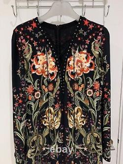 Authentique robe longue à manches longues avec motif floral de Roberto Cavalli