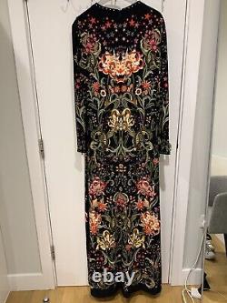 Authentique robe longue à manches longues avec motif floral de Roberto Cavalli