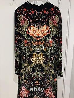 Authentique robe longue à manches longues avec motif floral de Roberto Cavalli