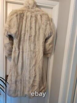Blanc Véritable Longueur Complète Mink Fur Coat / Veste Taille Large / XL 10-16