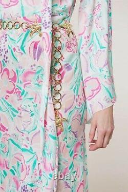 Bnwt Rixo Amel Peach Floral Story Robe Maxi Avec Cravate Sz Xs S M L XL
