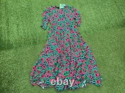 Bnwt Rixo Kristen Hibiscus Floral Imprimer Robe Maxi Ruffled Taille Boho L Uk 14