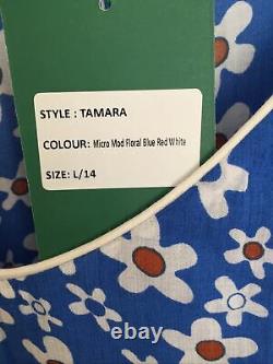 Bnwt Rixo Tamara Bleu Floral-imprimé Cotton-blend Midi/maxi Robe. Taille L