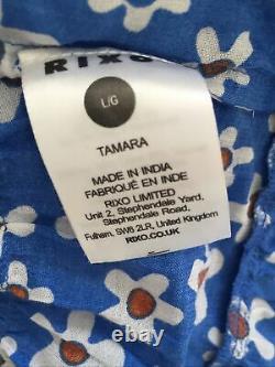 Bnwt Rixo Tamara Bleu Floral-imprimé Cotton-blend Midi/maxi Robe. Taille L