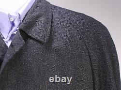 Brioni Gris/black Herringbone Cashmere-wool Overcoat Pleine Longueur 42r