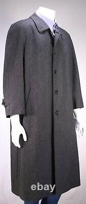 Brioni Gris/black Herringbone Cashmere-wool Overcoat Pleine Longueur 42r