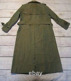 Burberry Authentifié Full Length Womens Trench Rain Coat Iridescent Army Green