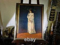 David Kreitzer Artiste Américain Portrait Complet Vintage Original Huile/Toile