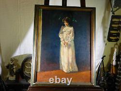 David Kreitzer Artiste Américain Portrait Complet Vintage Original Huile/Toile