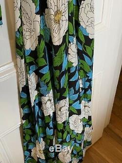 Diane Von Furstenberg Superbe Floral Maxi Robe En Soie Glorieux L