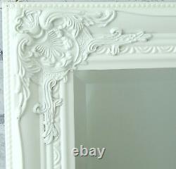 Eton White X Grand Shabby Chic Antique Full Longueur Maigre Sol Miroir 62 X 27