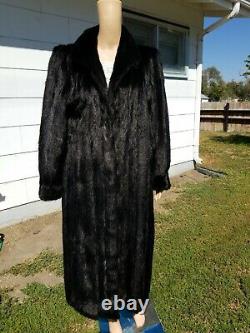 Excellente Méd Glossy Grande 42 Buste Black Mink Fur Longue Longueur Manteau